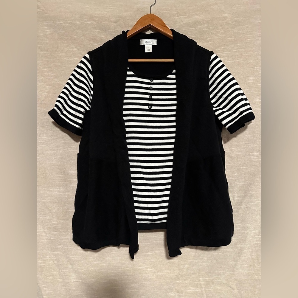 CJ Banks Double Layer Striped Sweater